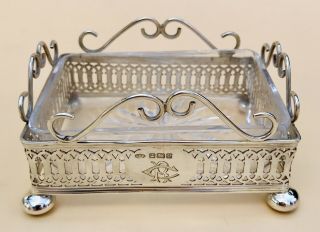 Lovely Solid Silver & Cut Glass Butter Dish,  Sheff 1909