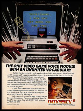 1982 Magnavox Odyssey 2 The Voice Home Video Game Console Vintage Print Ad 1980s