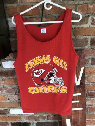 Vintage 90s Kansas City Chiefs Tank Top Size Large Red Spellout Patrick Mahomes
