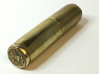 Vintage Military Trench Art Shell Case Cigarette Lighter Brass Navy Ww2 / Ww1