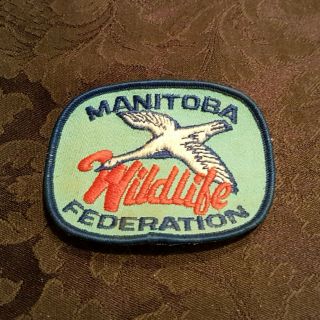 Vtg 1980s Manitoba Wildlife Federation Applique Patch Crest Logo Crafts