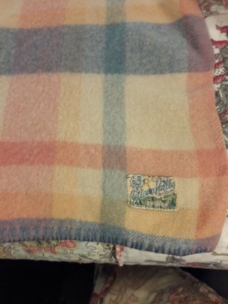 Vintage Ottawa Valley Plaid Wool Blanket 72 X 58” Yellow Pink Blue Twin 2