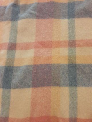 Vintage Ottawa Valley Plaid Wool Blanket 72 X 58” Yellow Pink Blue Twin 3