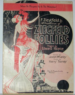 Where Do Mosquitos Go In The Wintertime? Ziegfeld Follies Sheet Music 1920