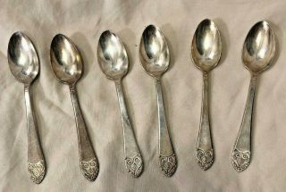 Vintage Waldorf Astoria Demitasse Silver Plated Set Of 6 Spoons By Victor S Co
