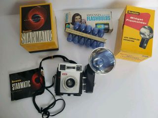 Vintage Kodak Brownie Starflash Camera W/instructions In Starmatic Box Bulbs