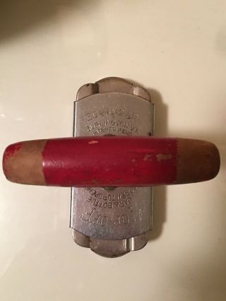 Vintage “top Off” Jar & Bottle Screw Opener,  Red Wood Handle,  Edlund Co.  Vt,  Usa