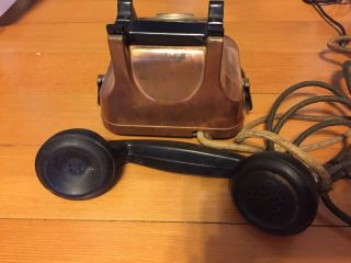 Vintage Antique Copper Desk Phone Telephone Bakelite Rotary Dial 3