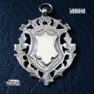 Antique / Vintage Solid Silver Fob Medal For A Pocket Watch Chain / Pendant 1926