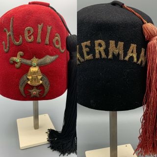 Vintage Shriners Masonic Fez Hats
