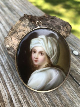 Antique Miniature Portrait Painting Boy Or Girl In Gold Frame Vigee Lebrun?