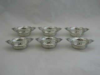 Set Of 6 Gorham Sterling Silver Cromwell Pierced Rim Nut Cups