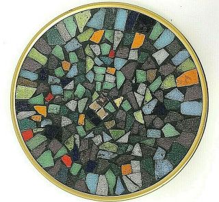 Vintage Mcm Retro Multi - Color Mosaic Tile Plate (8 " Diameter)