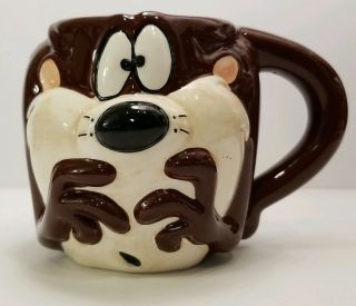 Rare Vtg 1996 3d " Surprised " Taz Tasmanian Devil Ceramic Coffee Mug Warner Bros
