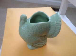 Vintage Matt Green Ceramic/art Pottery Turkey Planter Roseville Or Mccoy Sh