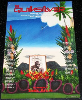 1993 Eddie Aikau Quiksilver Waimea Bay Hawaii Surfing Contest Poster