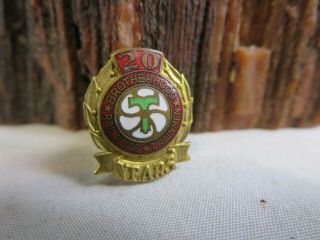 Vintage Brotherhood Of Railroad Trainmen 20 Year Pin Josten 