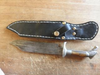 Vintage Mexican Bowie Knife W/etched Blade Oaxaca Mexico Eagle Butt End 12 1/4 "