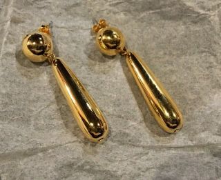 Vintage Avon Odeon Pierced Earrings Gold Tone Big & Bold 2 " Long