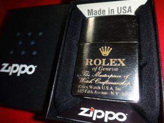 Year 2018 Brushed Chrome Zippo Lighter With Rolex Watch Logo,  Box