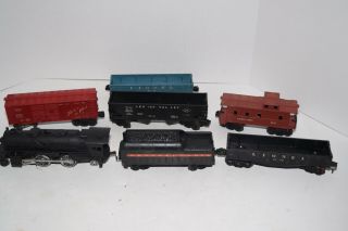 Vintage Lionel O - Gauge Locomotive & Pennsylvania Tender Train Set W/5 Cars/acc