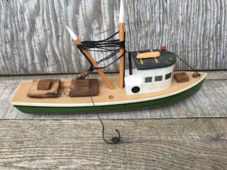 Vintage Handcrafted Jonathan Law Wooden Fishing Boat,  Nautical Decor