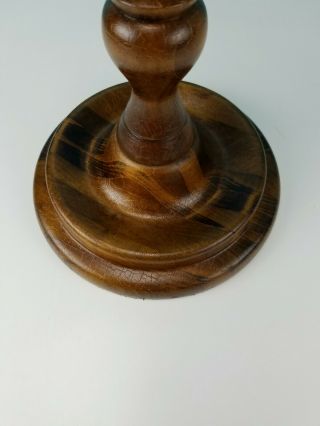 Mid Century Vintage Wood Floor Pedestal Smoking Stand With Glass Ashtray