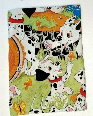 Vtg Disney 101 Dalmatians Flat Sheet for Full Size Bed Fabric Material Crafts 2