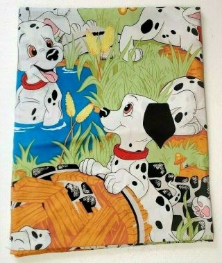 Vtg Disney 101 Dalmatians Flat Sheet for Full Size Bed Fabric Material Crafts 3