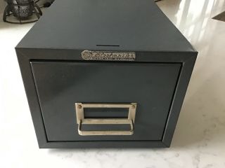 Vintage Steelmaster Metal Index Card Cabinet Drawer File Holder Gray