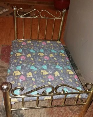 Charming Vintage Gold/brass Double Bed For 18 " Dolls Fits American Girl