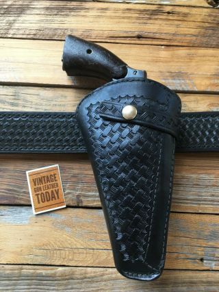 Vintage Black Basketweave Leather Front Break Holster For S&w M&p 4 "