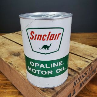 Vintage Sinclair Opaline Cardboard Motor Oil Can Full One Quart