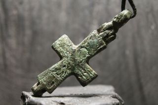 Ancient Viking Bronze Orthodox Encolpion,  Christian Pendant,  9th - 11th Century Ad