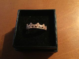Vintage Diamond 14k Rose Gold/sterling Silver Crown Ring Sz 7.  5