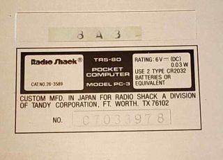Vintage Radio Shack TRS - 80 Pocket Computer Model PC - 3 - Great 2