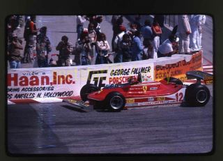 Gilles Villeneuve 12 Ferrari - 1979 Long Beach Grand Prix - Vtg 35mm Race Slide