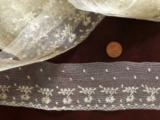 Vintage Embroidered Net Lace Edging - Long Yardage Sew Craft Costume