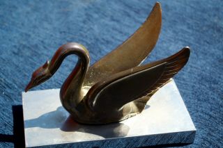 Vintage French Art Deco Sculpture Of A Swan On Chrome Base Stunning