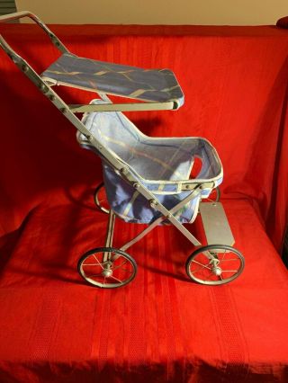 Vintage Baby/doll Stroller With Metal Frame & 4 Rubber Wheels