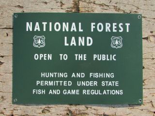 National Us Forest Service Public Hunting Fishing Land Metal Sign Vintage River