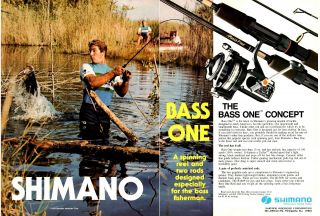 1979 Vintage Shimano Bass One Fishing Reels Print Ad A2