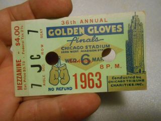 Vintage 1963 Golden Gloves Finals Boxing Ticket Stub Chicago Stadium