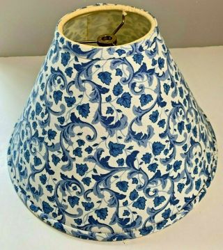Vintage Blue Ivory Transferware Floral 8 " Lamp Shade