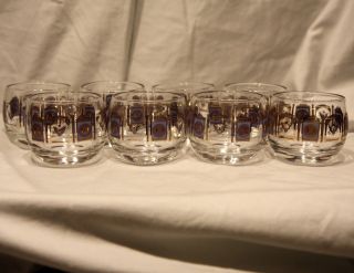 Set Of 8 Vintage Mid Century Roly Poly Culver Immune Columbia Sipping Glasses