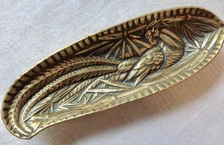 Vintage Virginia Metalcrafters Heavy Brass Pheasant Cock Dish Tray
