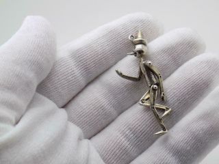 Vintage Solid Silver Italian Made RARE Pinocchio Stamped Figurine Pendant 2