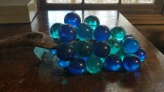 Vintage Blue Green Lucite Acrylic Grapes Cluster 1970 