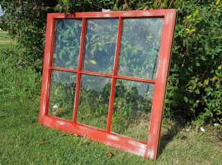 Vintage Sash Antique Wood Window Frame Pinterest Distressed Red 36x28 Farm House