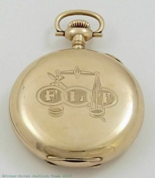 Illinois Pocket Watch,  Burlington,  19 Jewels,  16 Size,  Odd Fellows Case - rf35087 2